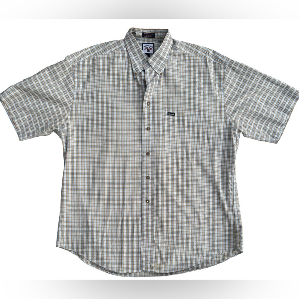 Facconable Short Sleeve Button Down Shirt Plaid Size XL - Made in USA
